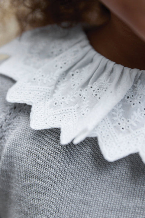 Robe - Gris chiné col volanté - Image principale