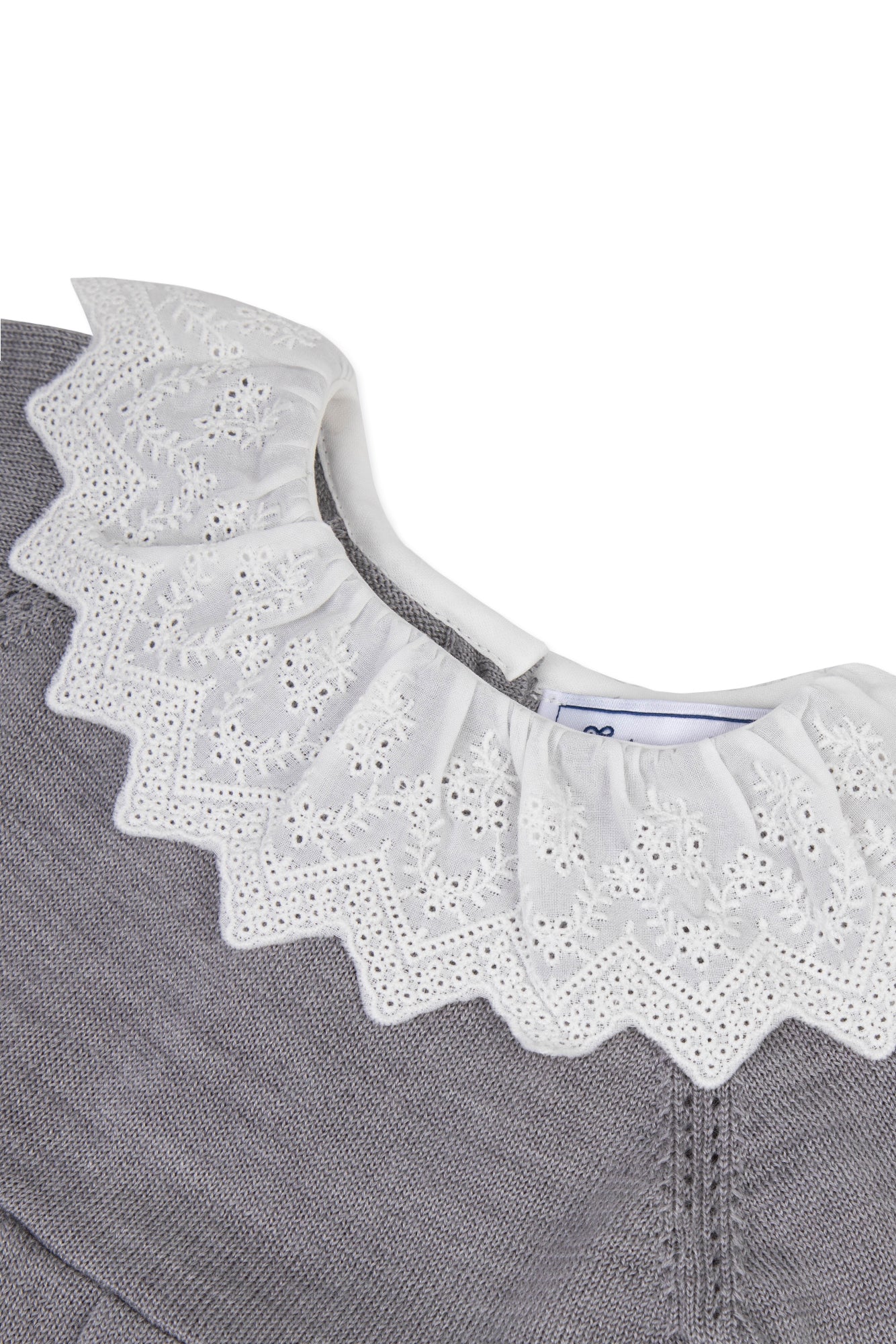 Robe - Gris chiné col volanté