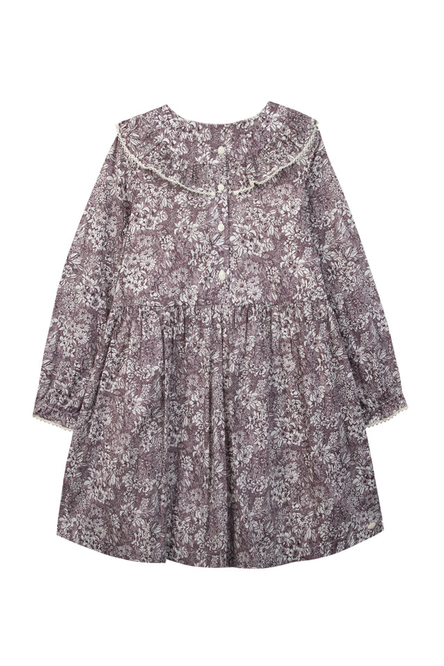 Kleid - Liberty-Stoff Aubergine - Image principale