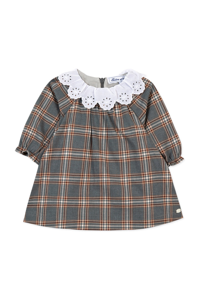 Kleid - Dunkelgrau kariert - Image principale