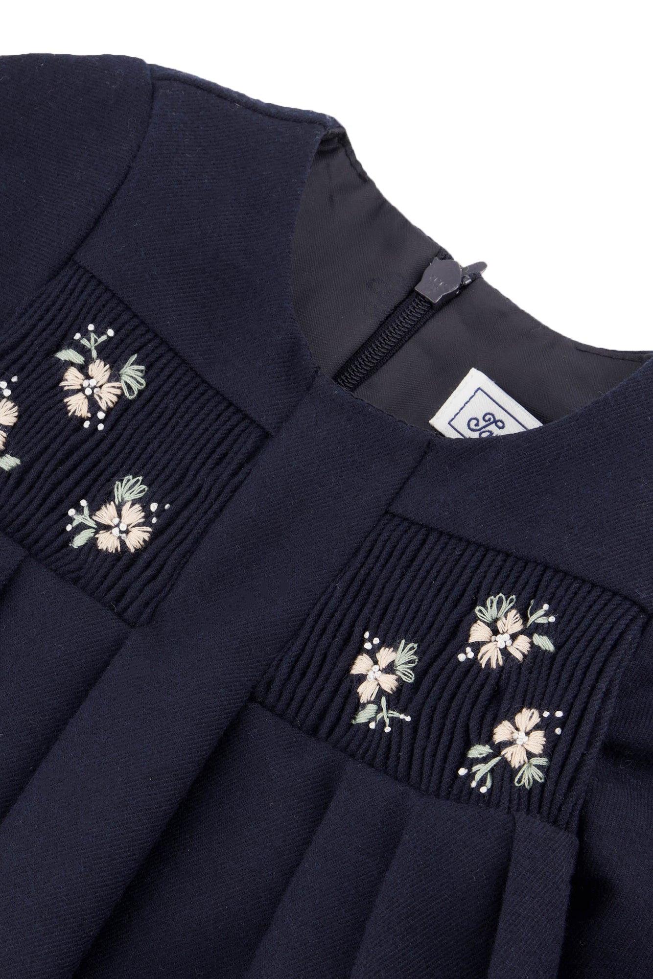 Vestido - Azul marino delantal Bordado