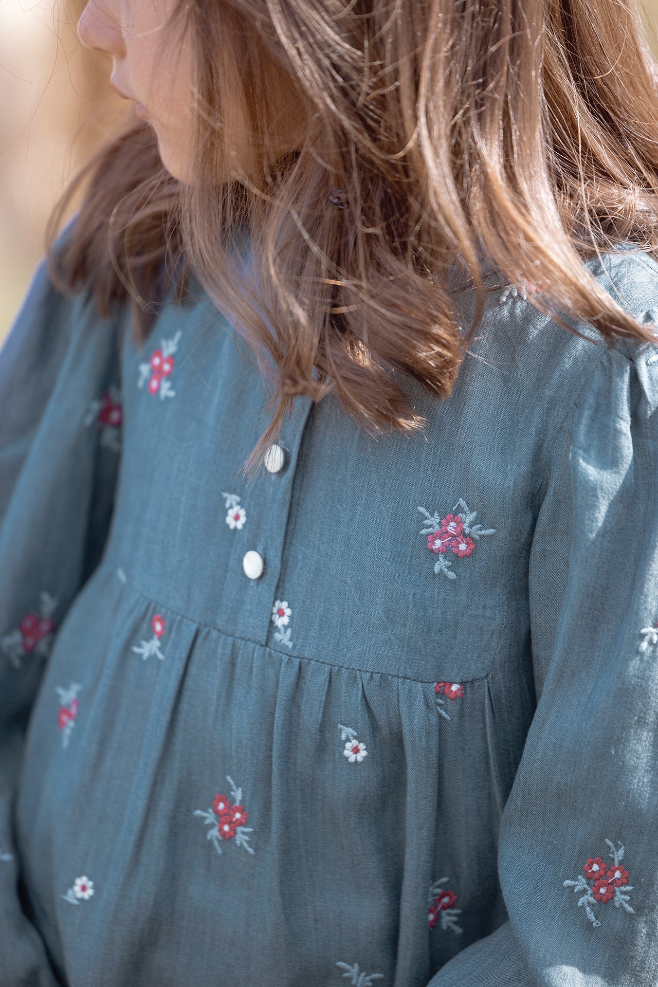 Kleid - Blau Chambray Stickerei