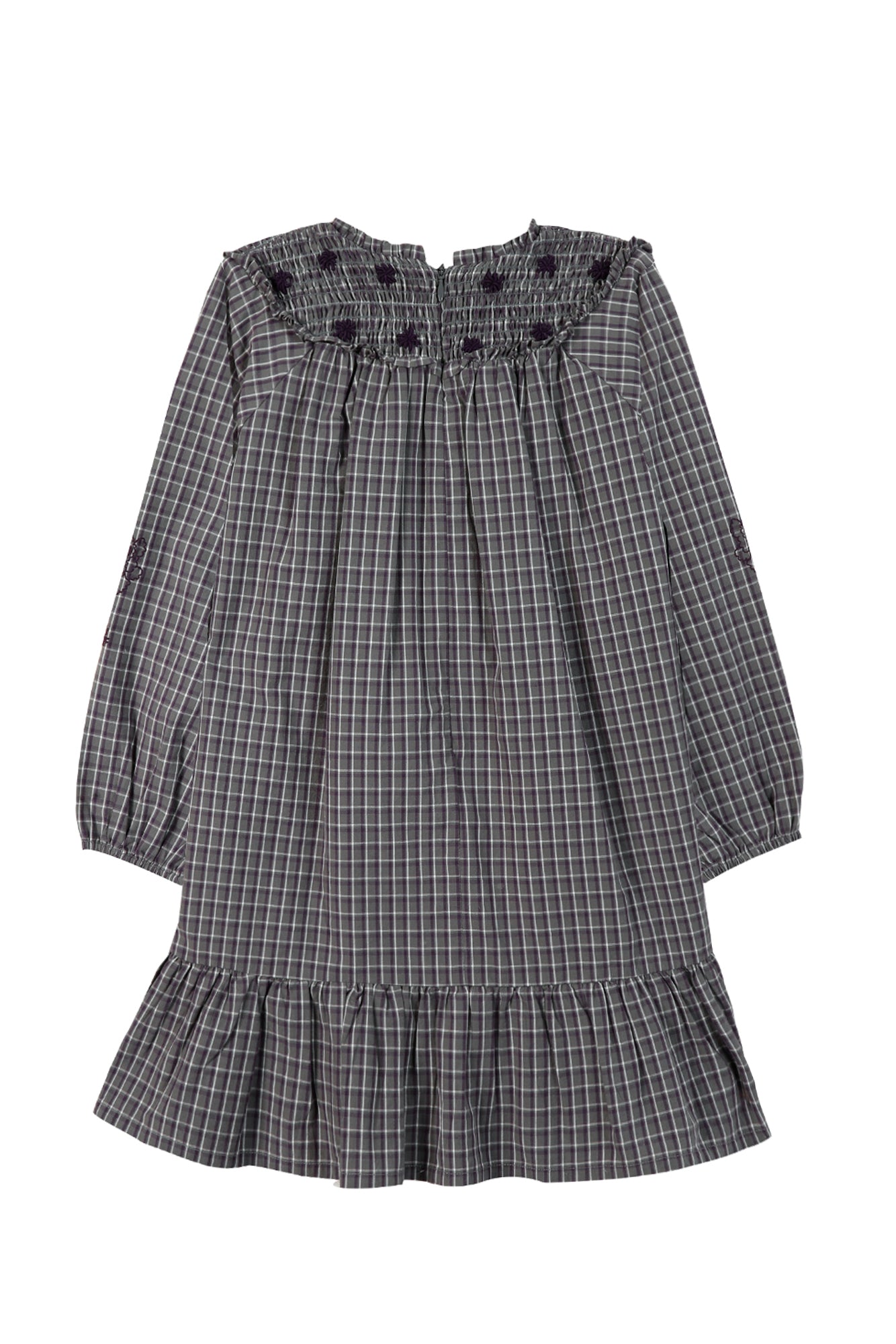 Jurk - aubergine Borduurwerk bloemrijk