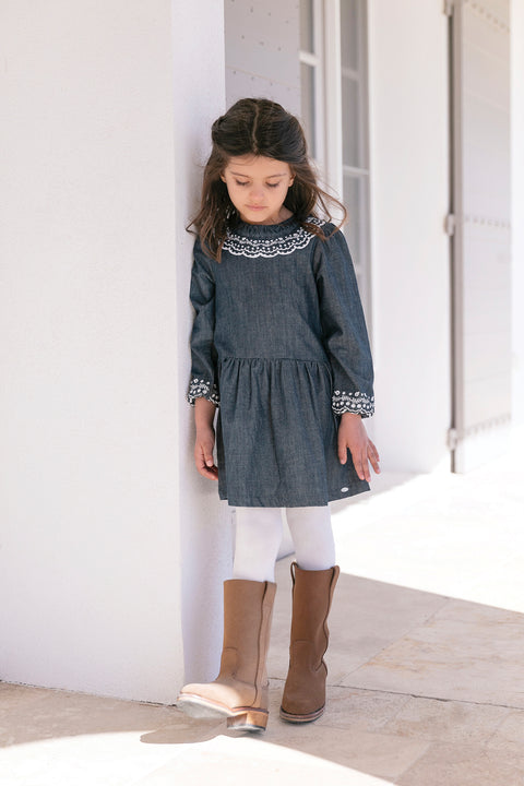 Kleid - Jeans englische stickerei - Image principale
