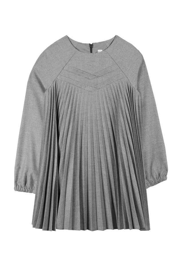 Kleid - Grau meliert plissiert - Image principale