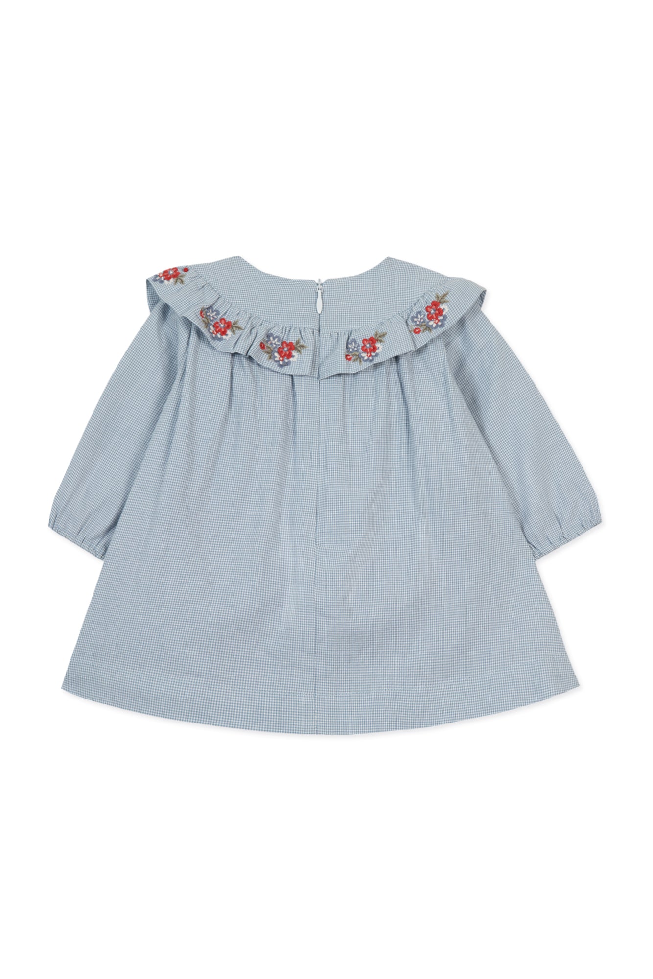 Jurk - Blauw Pastel en Borduurwerk bloemrijk