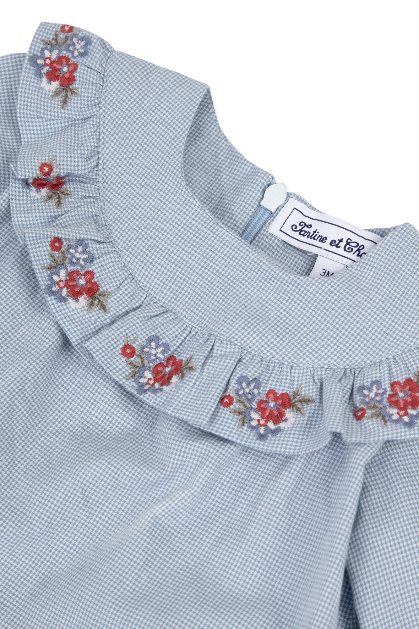 Jurk - Blauw Pastel en Borduurwerk bloemrijk