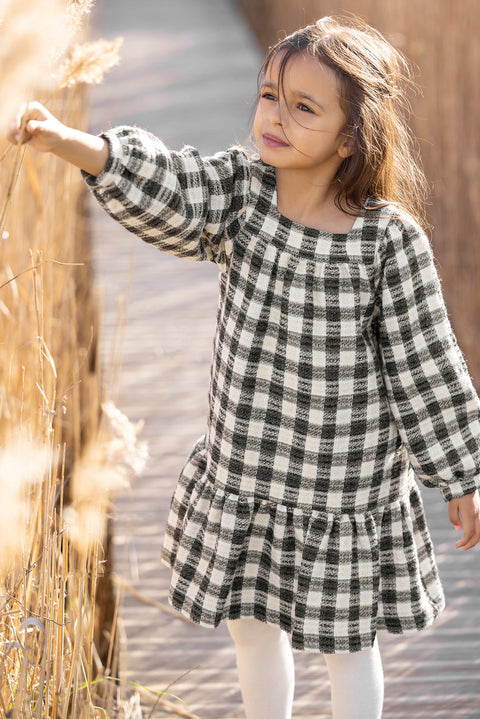 Kleid - Hahnentritt grau meliert - Image principale