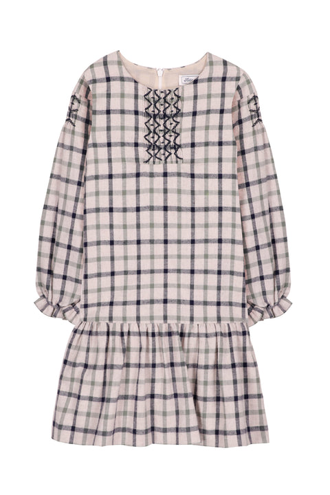 Dress - Smocked navy check - Image principale