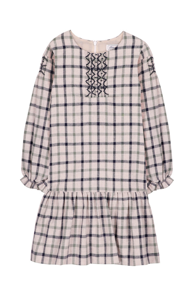 Kleid - Marineblau mit Smokkaro - Image principale