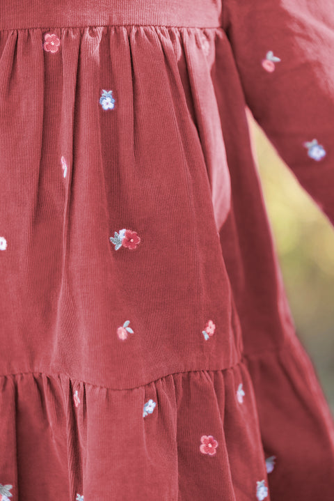 Robe - Rose velours col claudine - Image principale