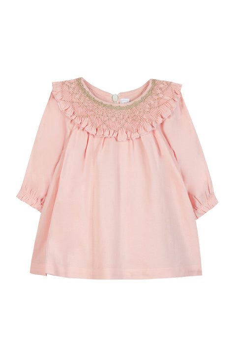 Vestido - Rosa pálido Cuello Bordado Dorado - Image principale