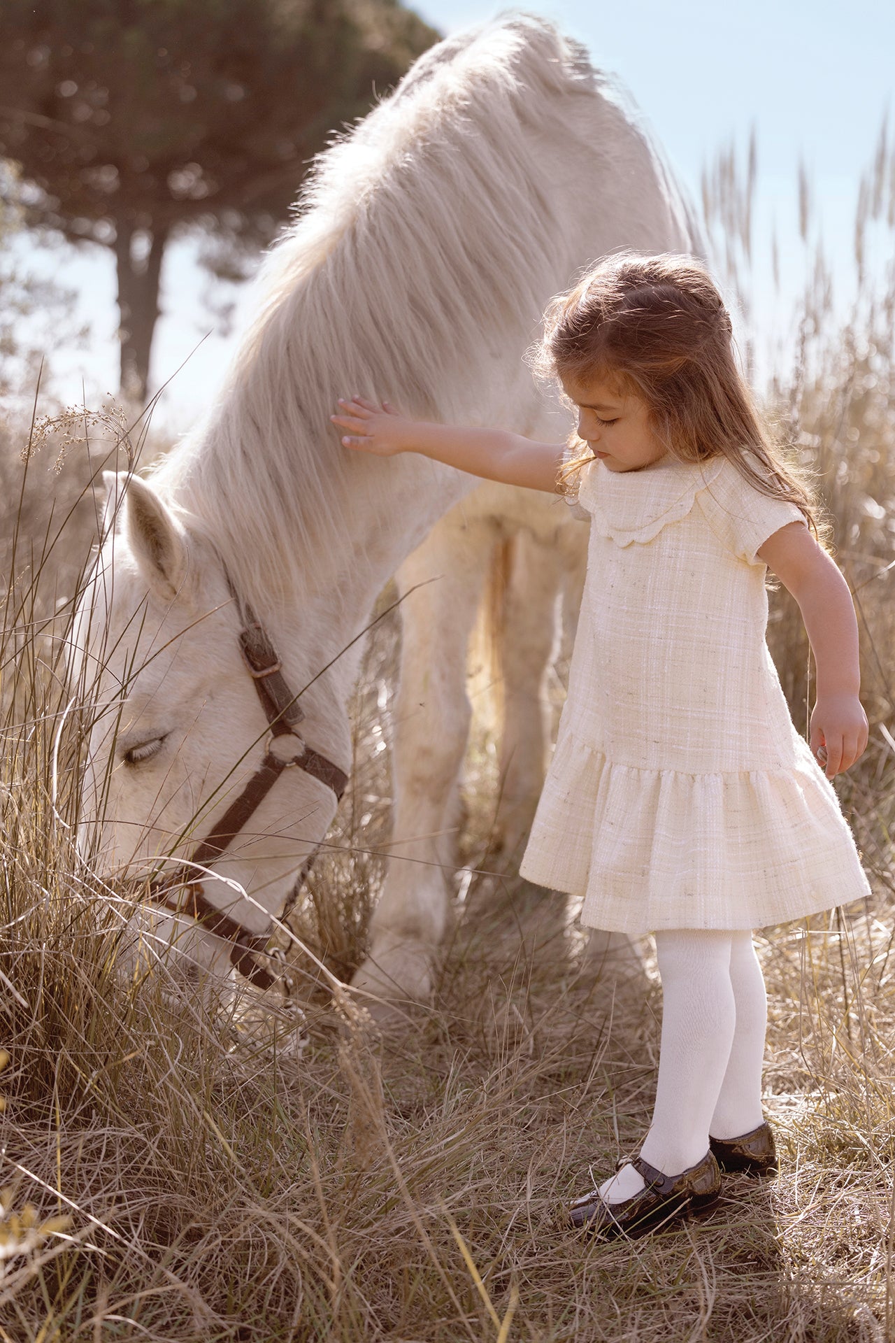 Robe - Ecru fil doré volanté