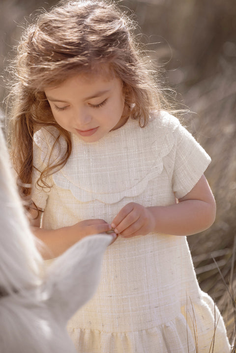 Robe - Ecru fil doré volanté - Image principale