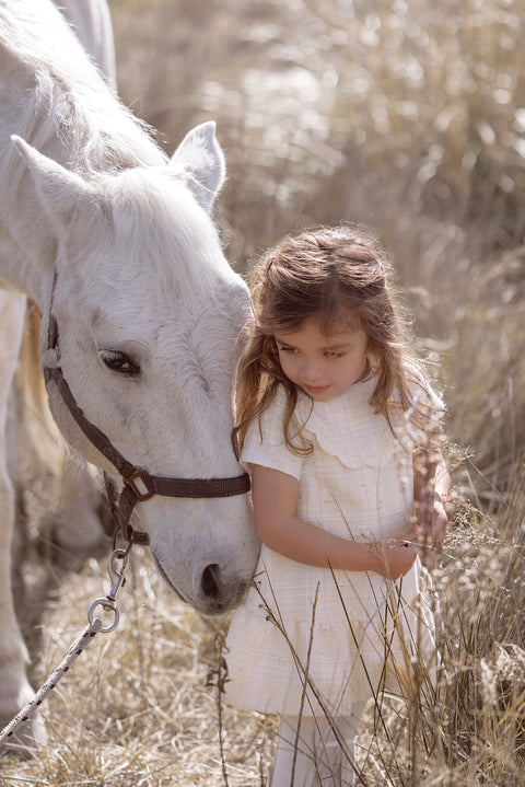 Robe - Ecru fil doré volanté - Image principale