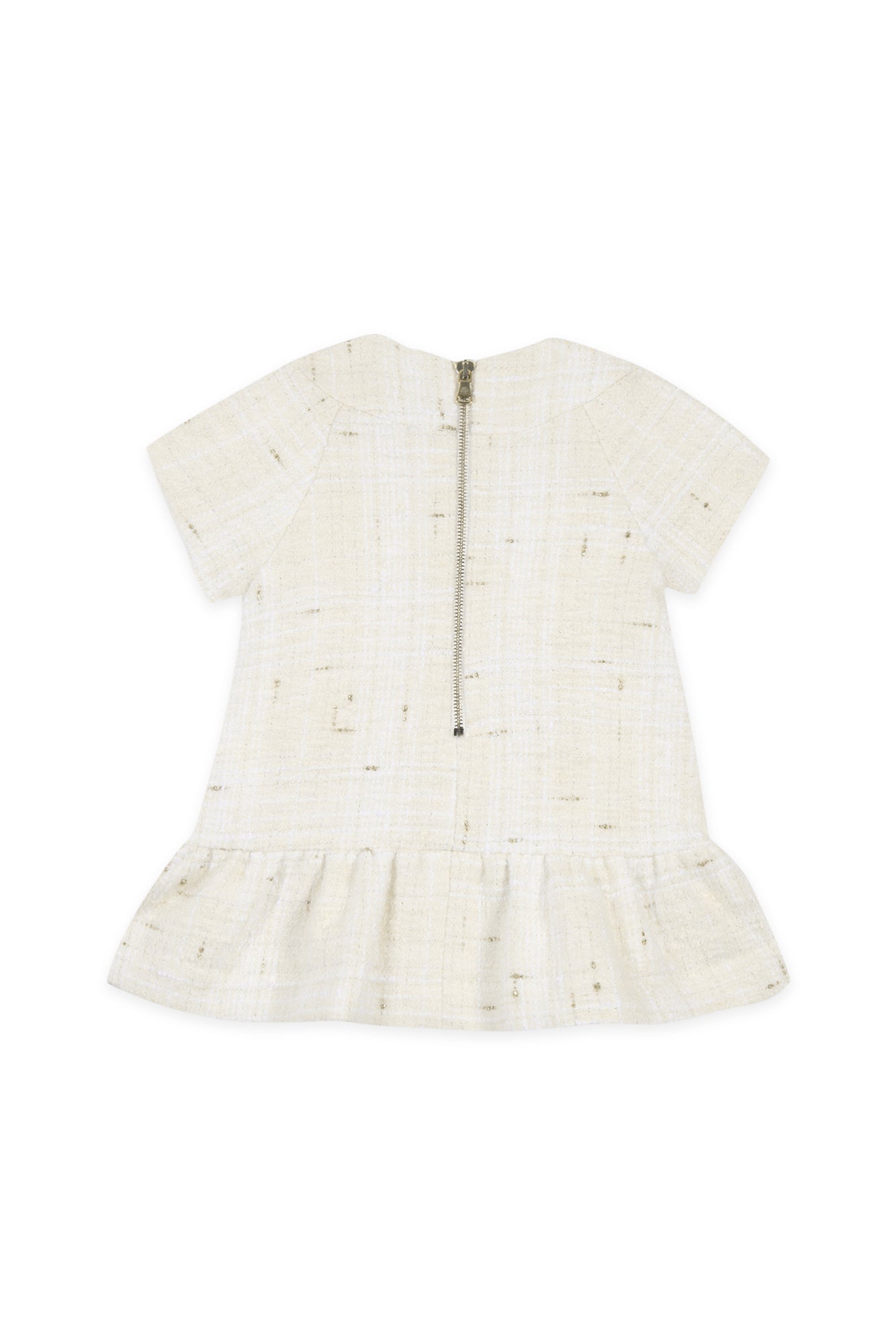 Robe - Ecru fil doré volanté