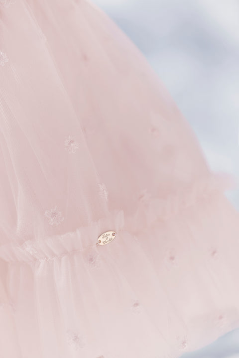 Robe - Tulle Fleurs Rose Pâle - Image principale