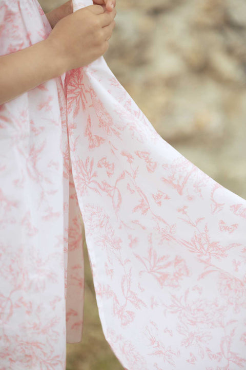 Foulard - Rose imprimé inspiration Toile de Jouy - Image principale