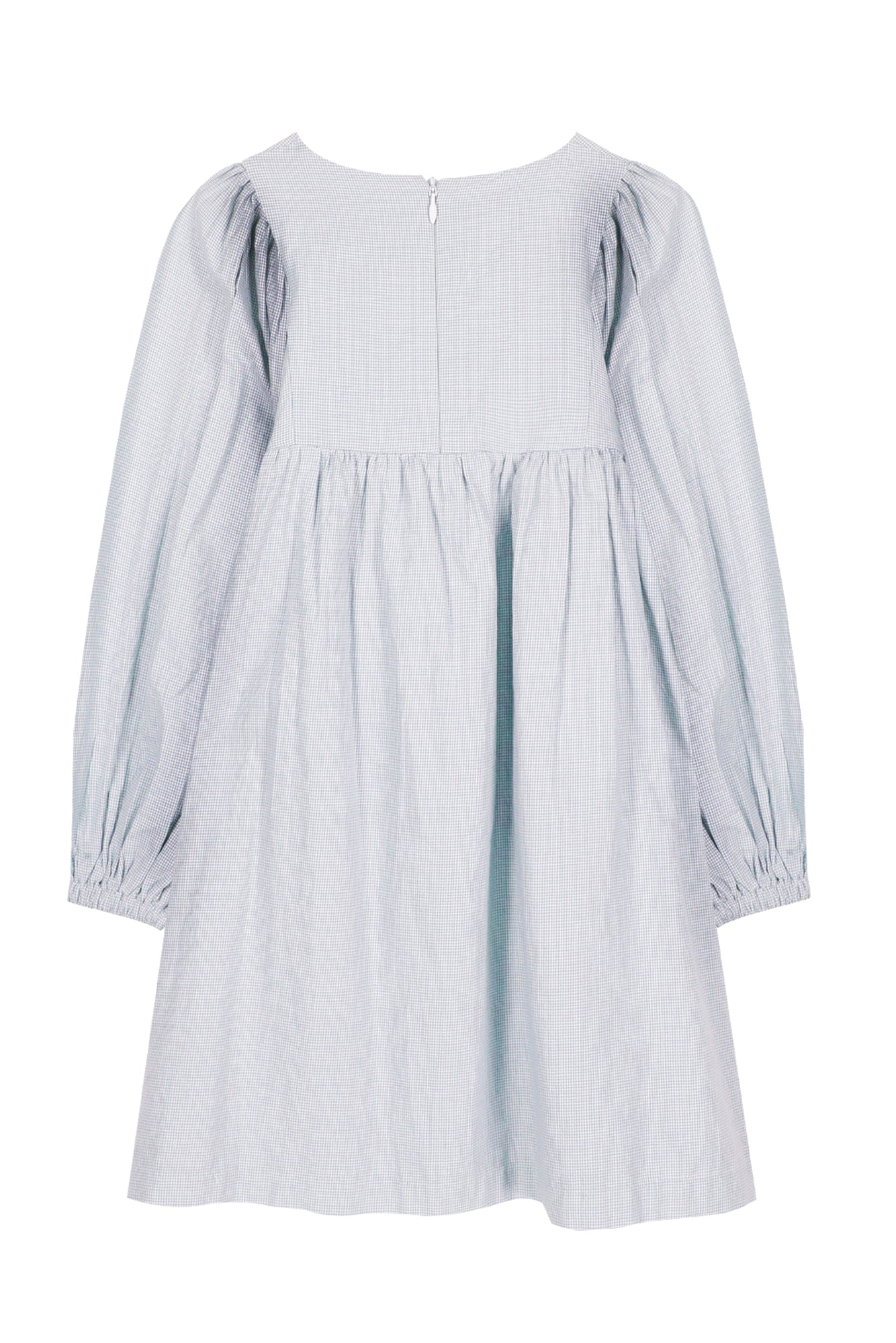 Robe - Bleu vichy et broderie fleurie