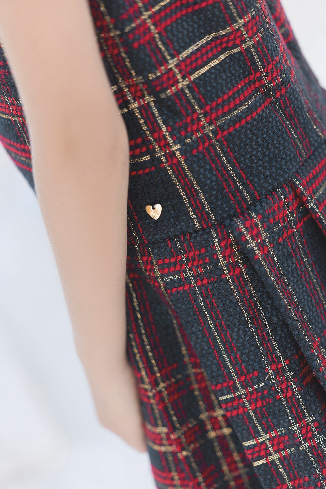 Jurk - Navy jacquard Lurex Gouden