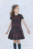 Jurk - Navy jacquard Lurex Gouden