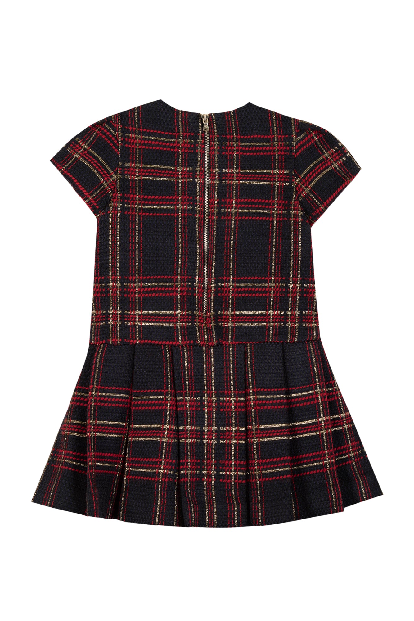 Jurk - Navy jacquard Lurex Gouden