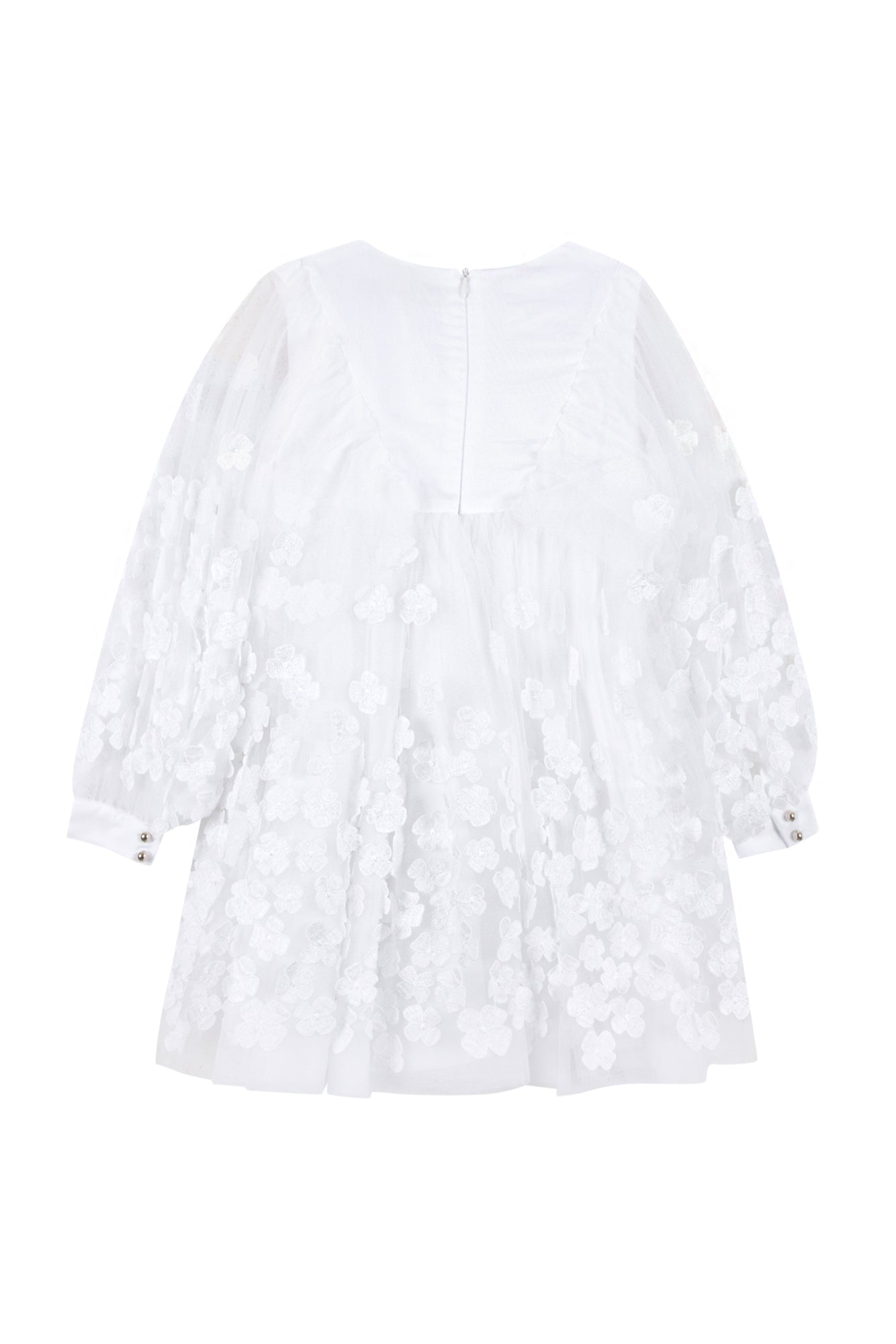 Jurk - Wit Bloemachtig in transparante sluier