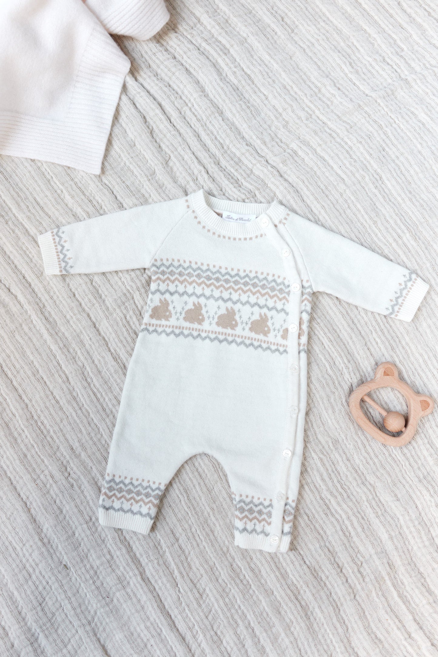 Lange jumpsuit - Ecru jacquard