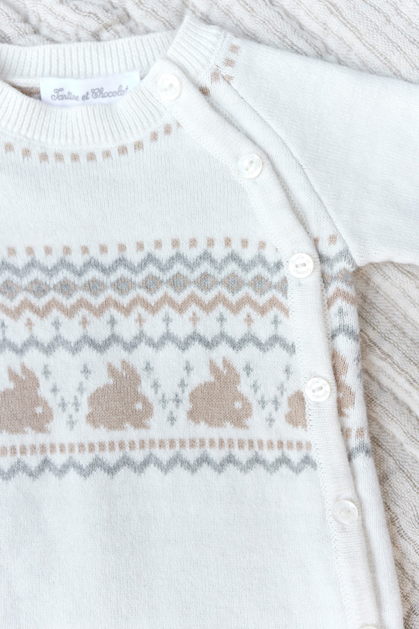 Lange jumpsuit - Ecru jacquard