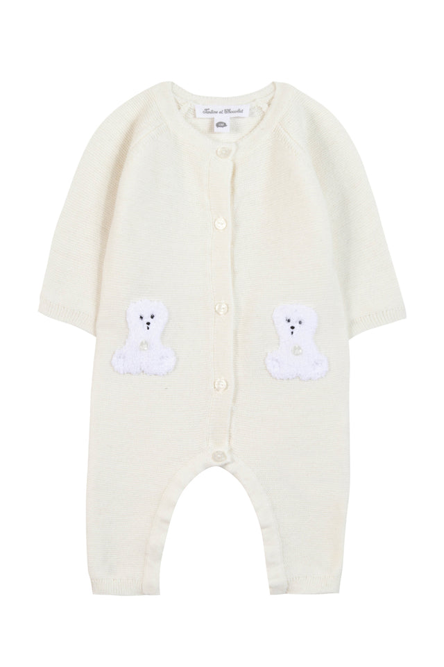 Combinaison longue - Ecru broderie ours - Image principale