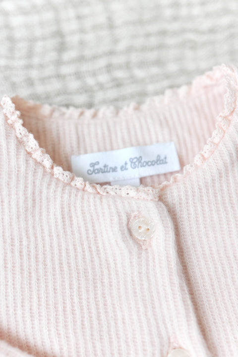 Ensemble long - Coton rose pâle broderie - Image principale