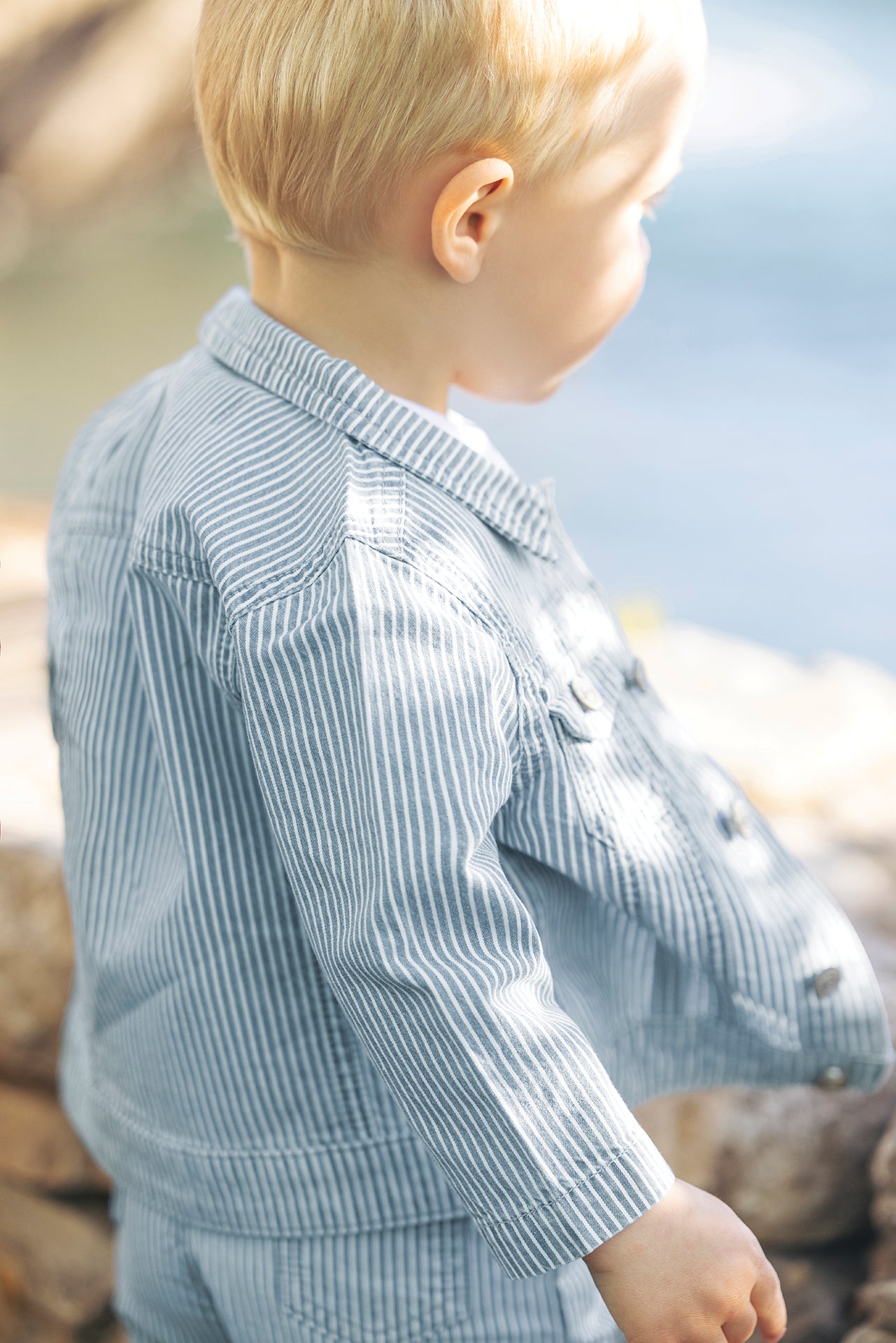Jacket - Gestrepen Licht blauw