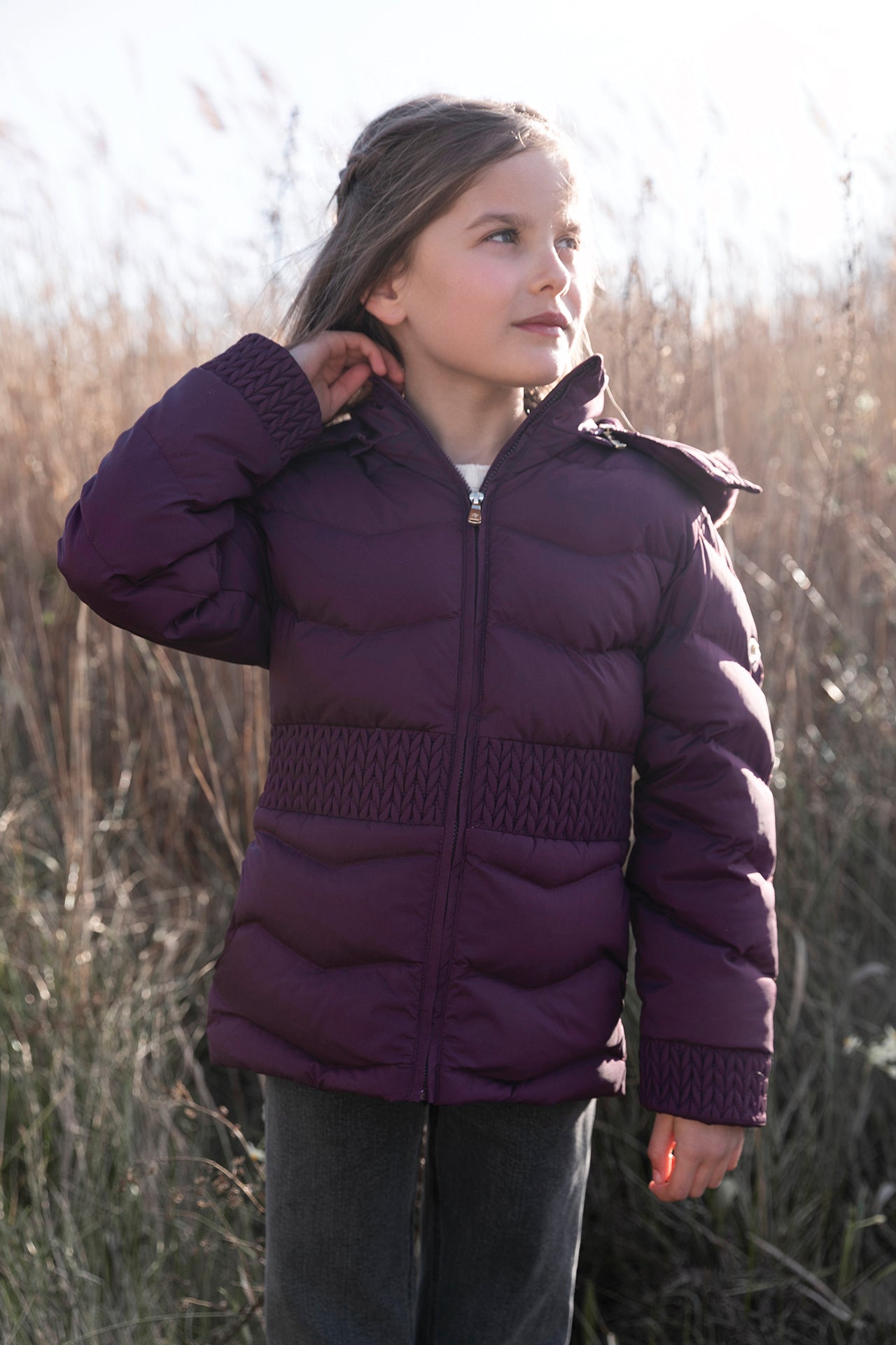 Geschwollene Jacke - Violett Pelzimitat