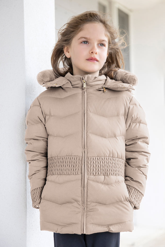 Down jacket - Beige Imitation fur - Image principale