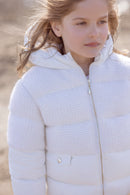 Daunenjacke – Ecru-Bimaterial