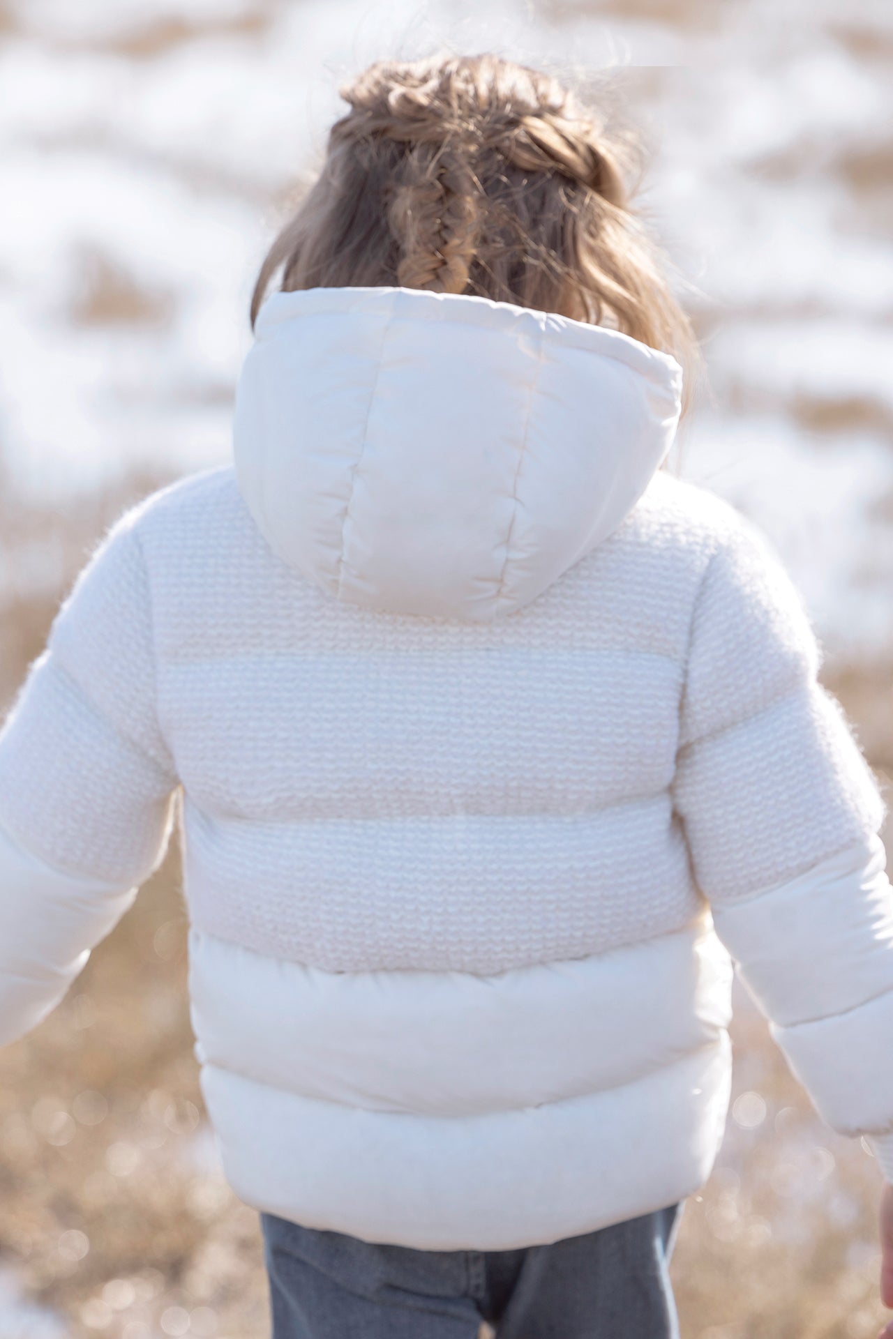 Daunenjacke – Ecru-Bimaterial