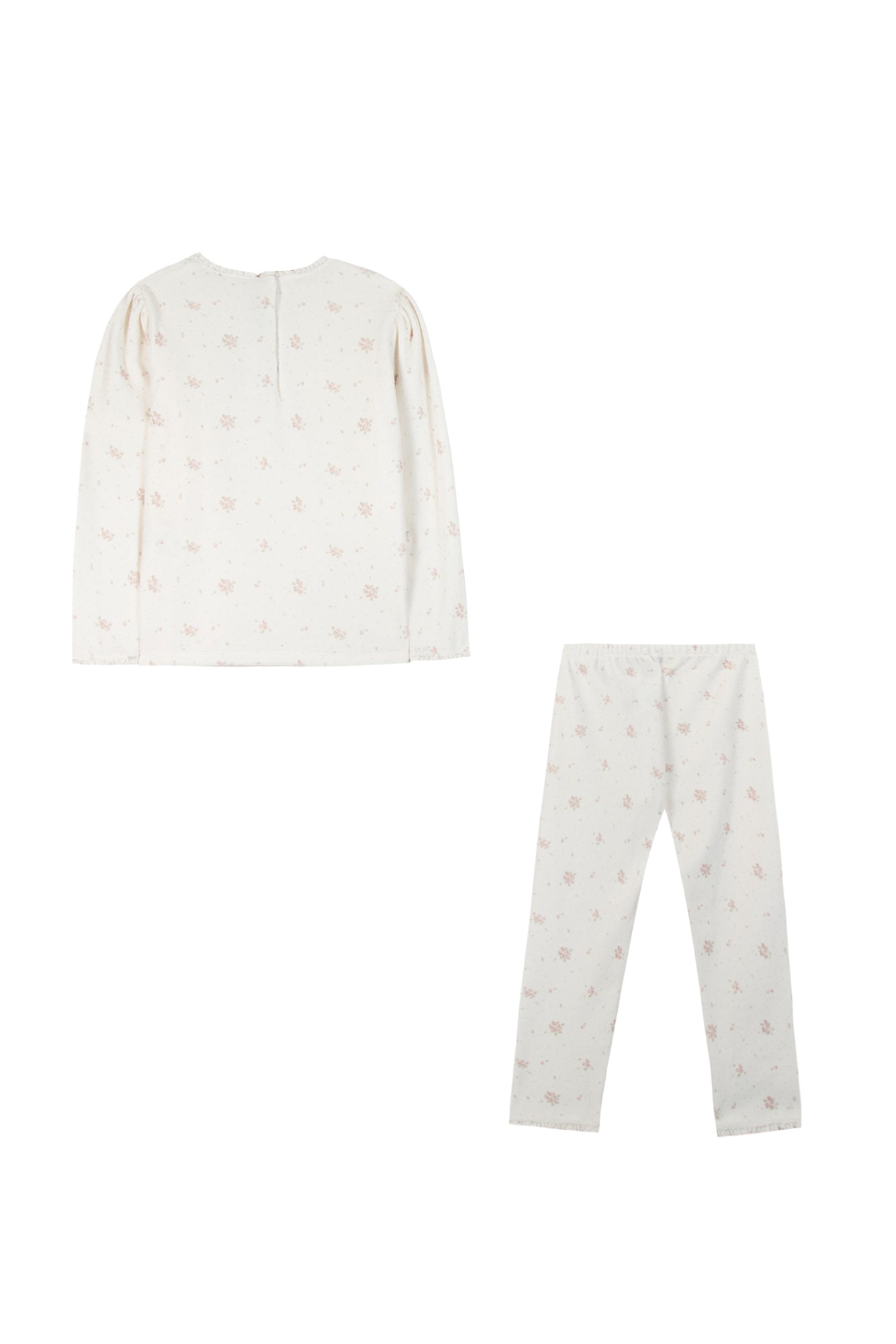 Pijama dos piezas - Marfil Terciopelo Estampado florido