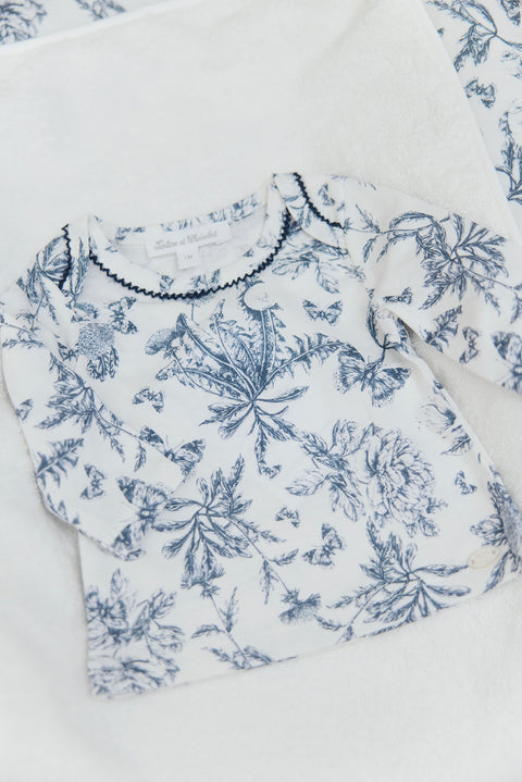 Pyjama deux pièces - Imprimé inspiration toile de jouy bleu - Image principale