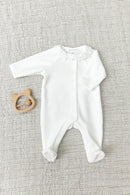 Pyjama - Velours écru col dentelle