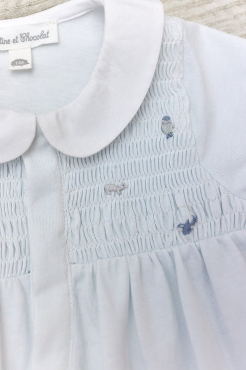 Pyjamas - Hellblau Stickerei Meerestiere - Image principale