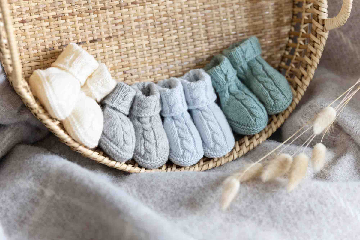Slippers - Green cable knitwear