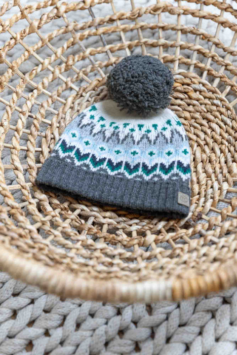 Beanie - Grey wool and jacquard - Image principale