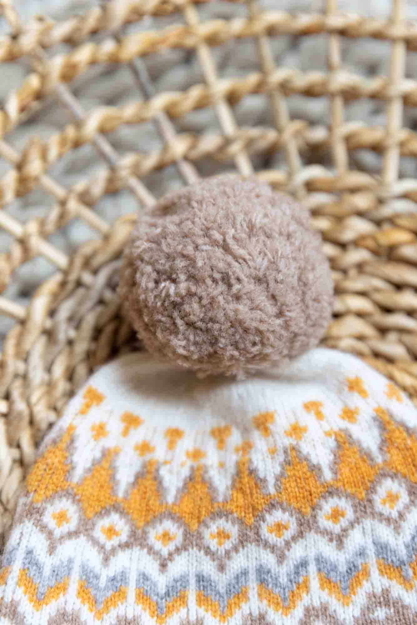 Bonnet - Camel laine et jacquard