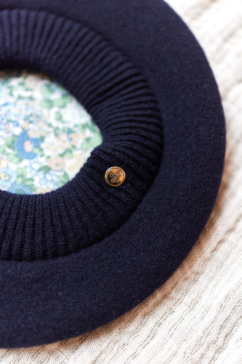 Béret - Laine marine tissu liberty - Image principale