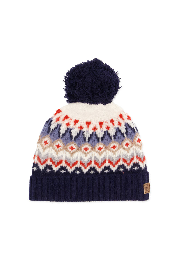 Beanie - Navy wool and jacquard - Image principale
