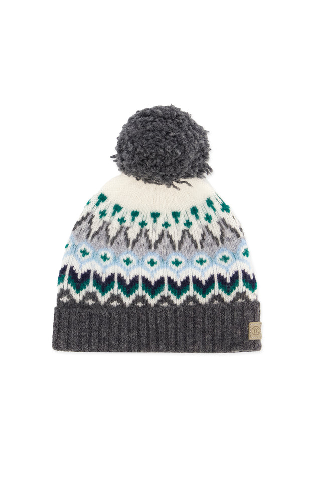 Beanie - Grey wool and jacquard - Image principale