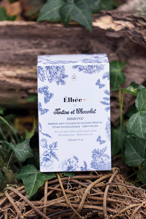 Biberon anti-colique - Toile de jouy bleu Élhée x Tartine et Chocolat - Image principale