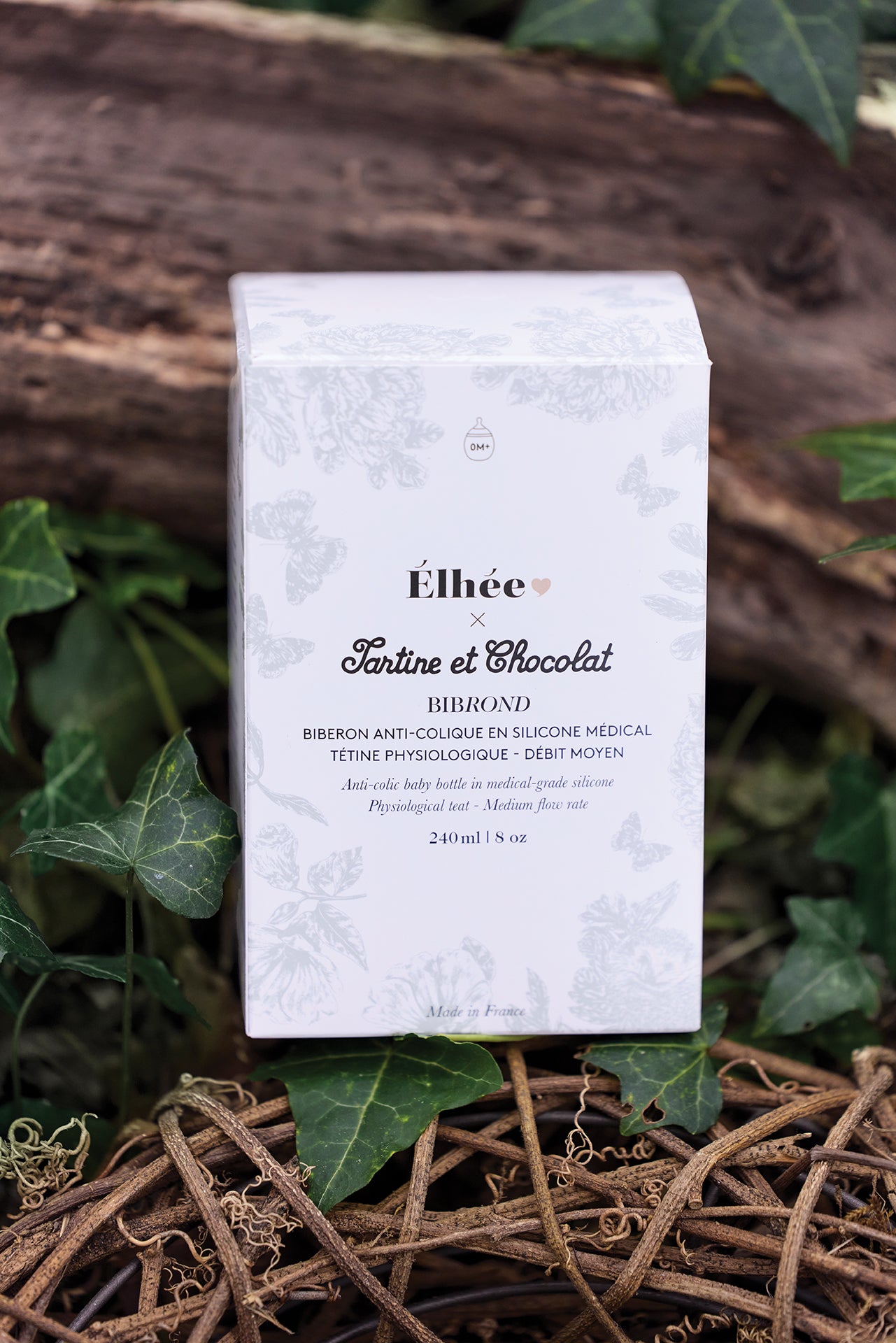 Biberon anti-colique - Toile de jouy gris Élhée x Tartine et Chocolat