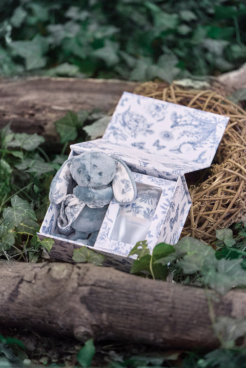 Coffret biberon et doudou - Toile de jouy bleu Élhée x Tartine et Chocolat - Image principale