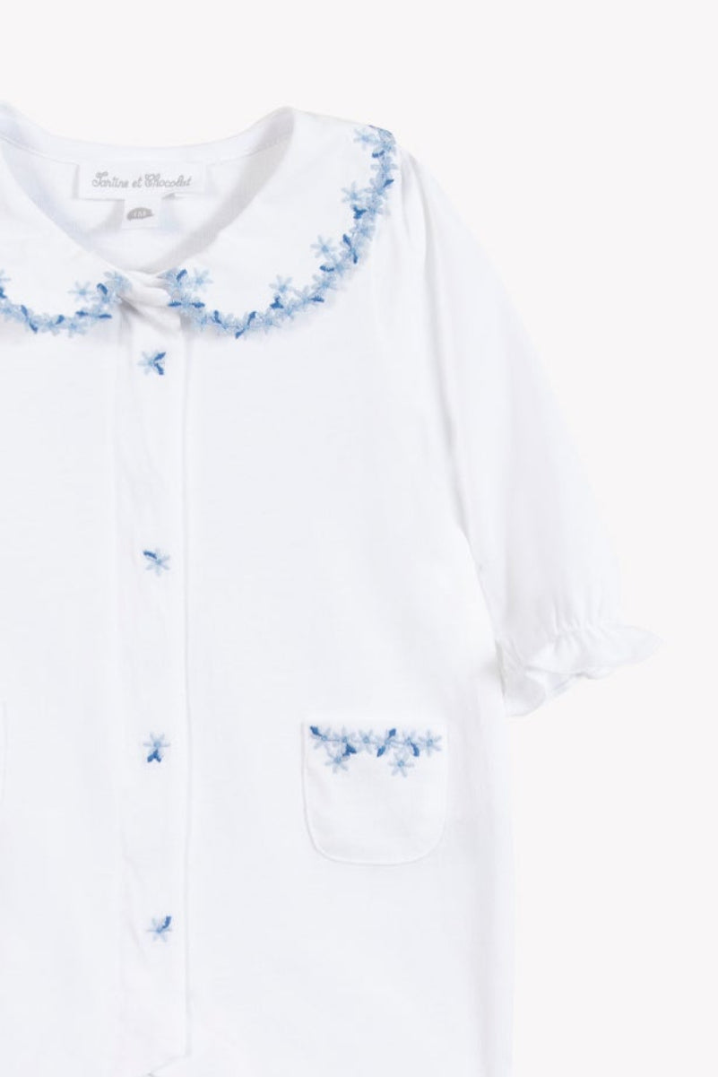 Pijama - Blanco algodon Bordado